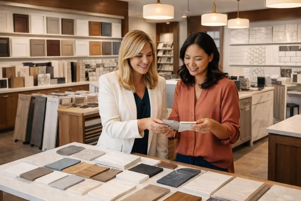 Design center selections and new construction home in DFW area showing the level of detail Flower Mound Realtor Swapnil Sharma brings to buyer advisory