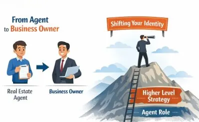 How to Survive a Down Real Estate Market by transitioning from real estate agent to business owner with higher level strategy and leadership.