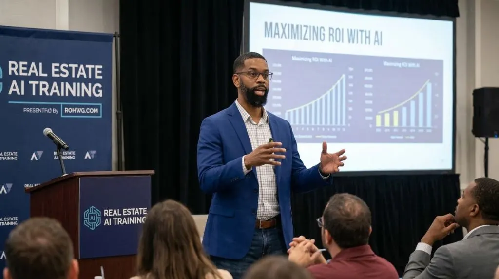 Robert Wagner teaching AI strategies for real estate agents during a training event.