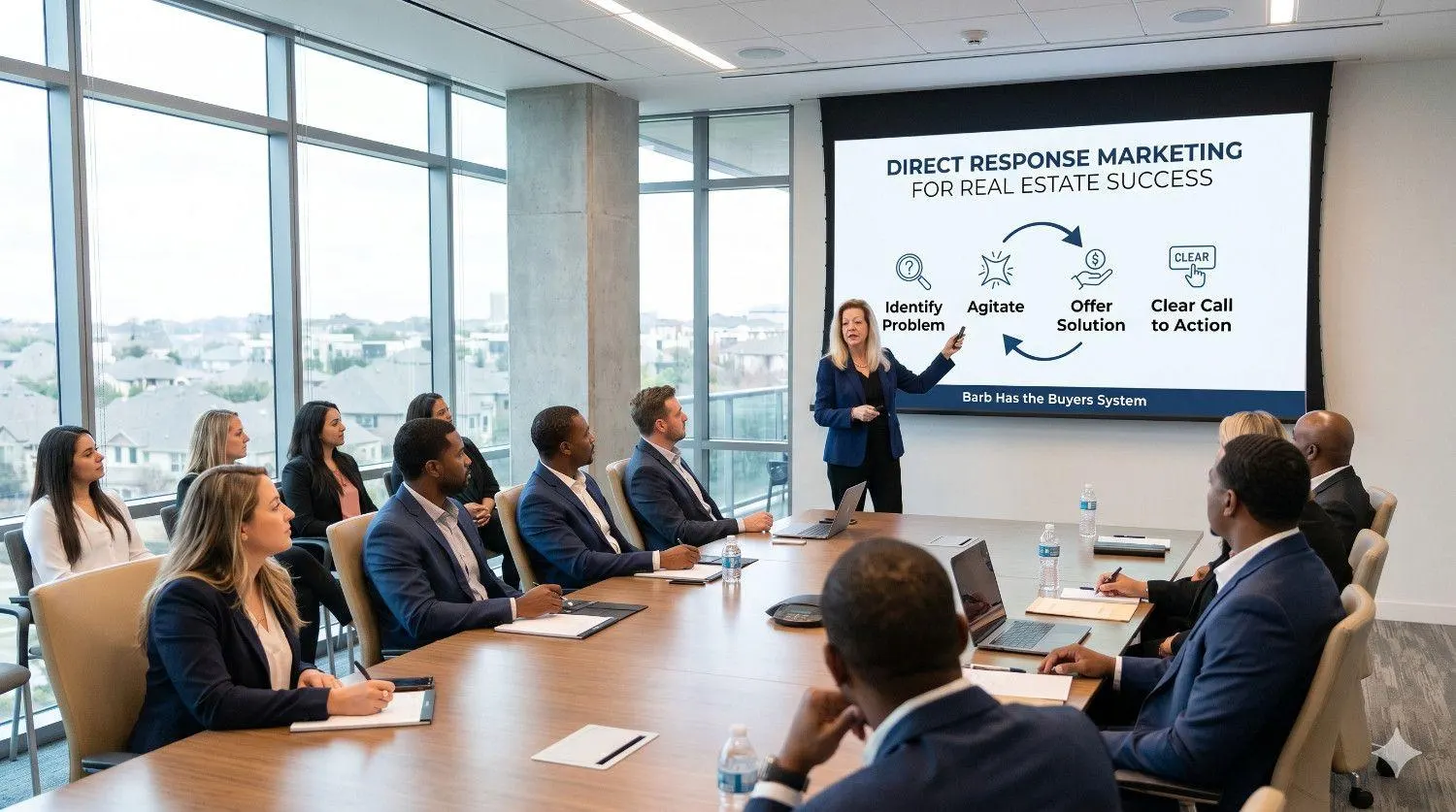 Barbara Schlinker educating other agents about direct response marketing