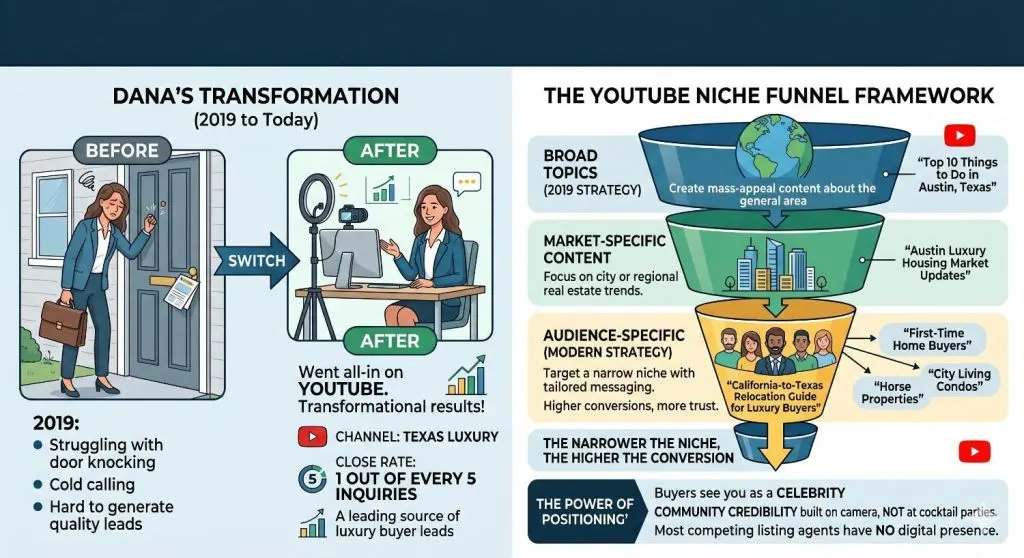 an infographic comparing door-knocking to a high-converting YouTube strategy