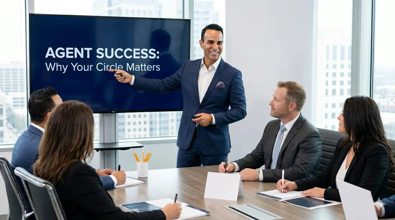 Michael Valdes giving a presentation on agent success