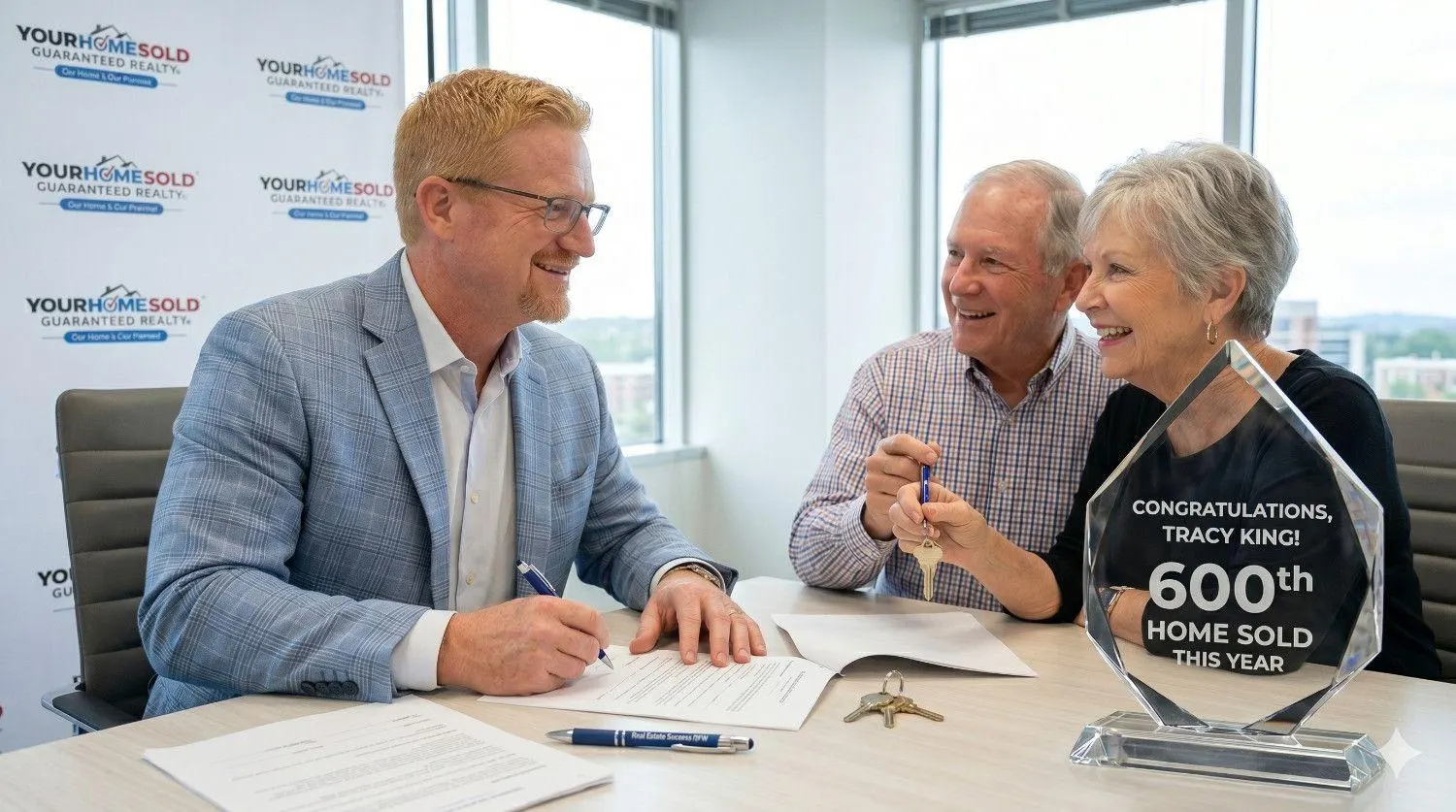 Tracy King signs closing documents for his 600th home sale in a year