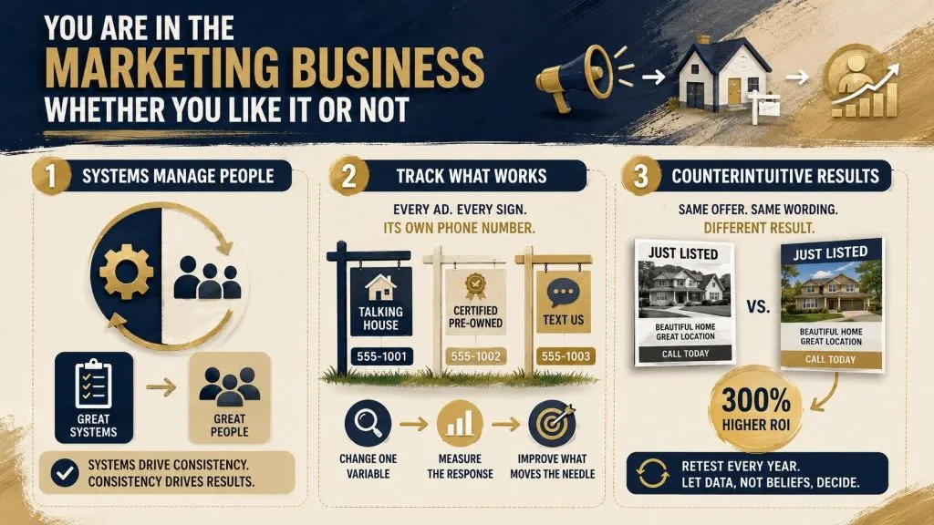 Infographic based on Nathan Clark of The Nathan Clark Team showing how real estate businesses can track marketing