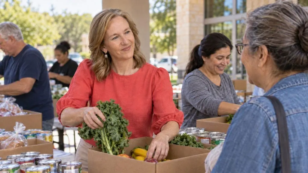 Courtney Hugghins volunteers at a local community food drive