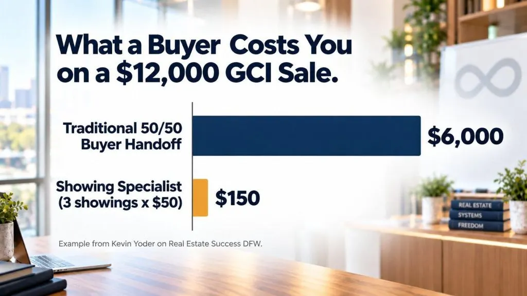 Showing specialist cost vs. 5050 buyer agent split on $12,000 GCI